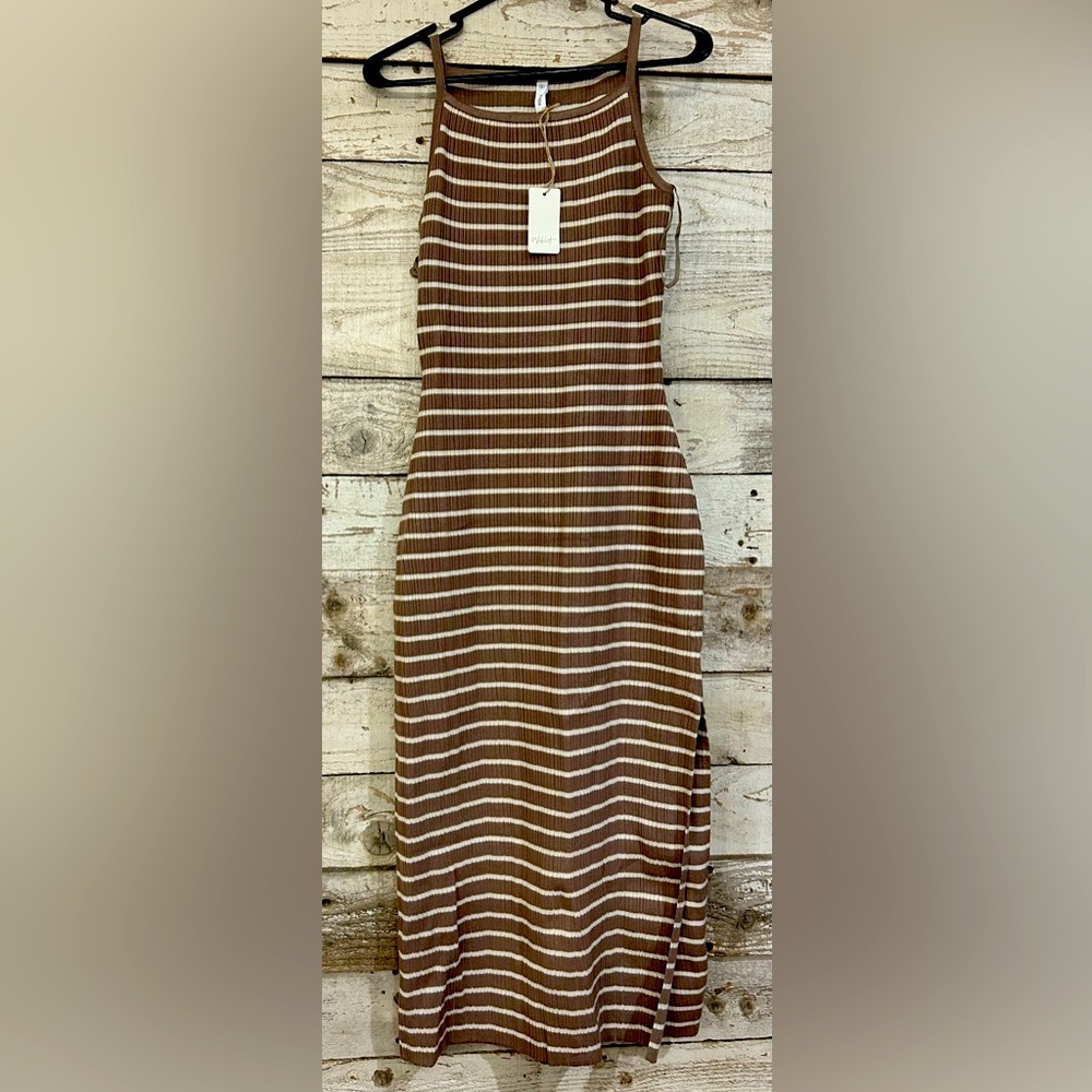 Mocha Ribbed Midi Knit Dress